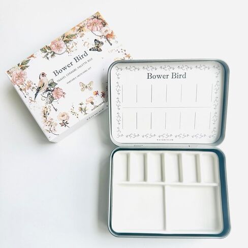 Bower Bird Travel Portable Ceramic Watercolor Palette 12 Well, Ceramic Palette, Porcelain Palette, Paint Palette in Saudi Arabia