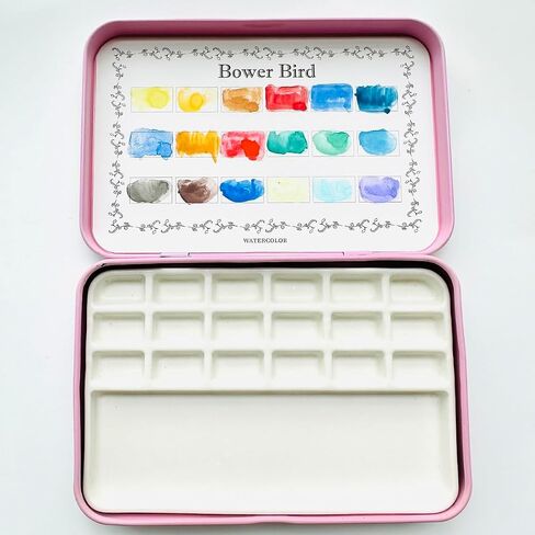 Bower Bird Travel Portable Ceramic Watercolor Palette 12 Well, Ceramic Palette, Porcelain Palette, Paint Palette in Saudi Arabia