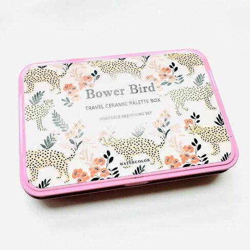 Bower Bird Travel Portable Ceramic Watercolor Palette 12 Well, Ceramic Palette, Porcelain Palette, Paint Palette in Saudi Arabia
