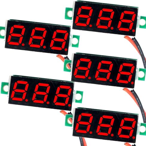 (5 Pack) JacobsParts DC 2.4-30V 2-Wire Voltmeter 3-Digit LED Display Panel Volt Meter Digital Voltage Tester (Red) in Saudi Arabia