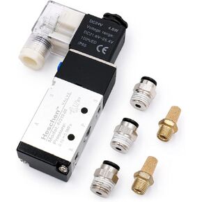 Electrical Pneumatic Solenoid Valve 4V210-08 24VDC PT1/4 5 Way 2 Position Single Coil Pilot-Operated Electric CE with Fittings and Muffler
