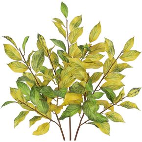 Oairse 3 Pcs Fall Leaves Stems Long Faux Fall Bay Leaves with Branches Artificial Autumn Branches Decorative Artificial Fall Greenery Stems Sprays for Thanksgiving Table Centerpieces Festival Decor