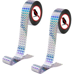 AIEX 2 Rolls 328ft Reflective Ribbons, Double Sided Bird Flash Tape