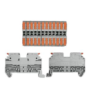 50 Pack DIN Rail Terminal Blocks, Compact Wire Conductor Wiring Connectors for 24-12 AWG