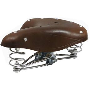 UNISTRENGH Vintage Bike Saddle Genuine Leather Classic Spring Saddle Comfy Retro Bicycle Seat Rivet Style