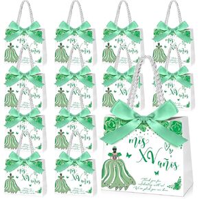25 Sets Quinceanera Party Favors for Guests Quinceanera Gift Bag with Handles Small Candy Bag with Bow Ribbon Mis Quince Decoration Quinceanera Sweet 15 Birthday Party Favor, 5.51x4.72x2.36''