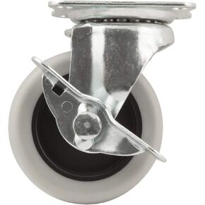 Titan 3" Heavy Duty Rubber Plate Caster with Brake, Grey Tire and Rim