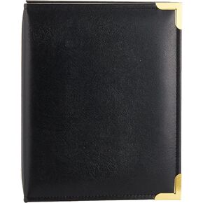 Pioneer Photo Albums 208 Pocket Black Sewn Leatherette Cover with Brass Corner Accents Photo Album, 4 by 6-Inch