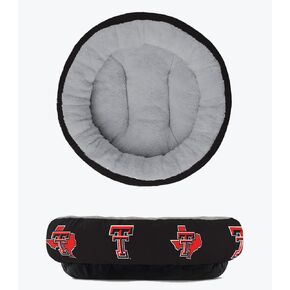 Texas Tech Red Raiders Officially Licensed Plush Donut Pet Bed – Cozy, Machine Washable, Perfect for Pets (Extra Large)