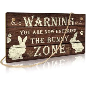 Putuo Decor Funny Rabbit Sign Bunny Rabbit Home Decor Gift Bunny Mom Bunny Lover 12 x 6 Inch (The Bunny Zone) Easter Decorations