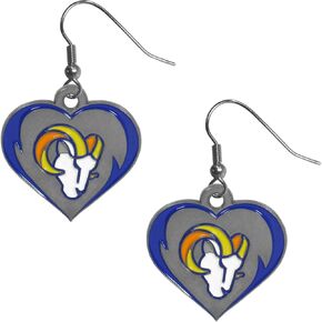 Siskiyou Sports NFL Los Angeles Rams Heart Dangle Earrings, Team Colors,One Size