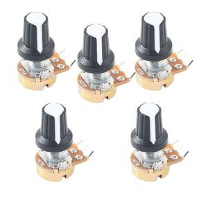 WH148 Type B10K Ohm Linear Taper Rotary Potentiometer Panel Pot 3 Pin 5Pcs