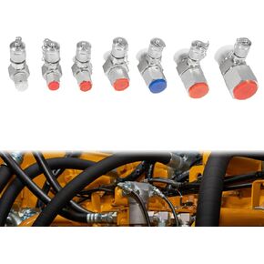 JIC37 Hydraulic Swivel Run Tees Hydraulic Tee Connector, Tester Tee Coupling Set for Excavator Construction Machinery Hydraulic System Max 9000PSI (7 Pack)