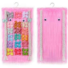 POVETIRE Headband Holder Bow Organizer for Girls Hair Bows,Rainbow Ribbons Hair Clips Storage Display Hair Accessories Organizer Wall Hanging Decor for Baby Girls Toddler Room
