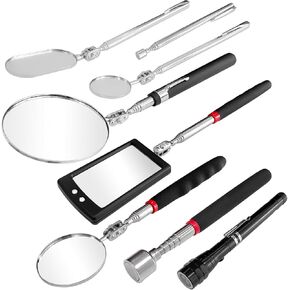 مجموعة أدوات مغناطيسية ومرايا فحص تلسكوبية من Sutekus تتضمن 5 قطع مرايا فحص تلسكوبية برأس دوارة، أداة التقاط مغناطيسية تلسكوبية ومصباح LED مغناطيسي دوار، 8 عبوات in Kuwait