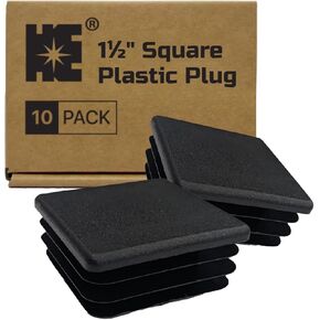 Cosmostar 1.5" Inch (38.1 mm) Square Plastic Plugs - Durable Black End Caps for Metal Tubing, Fences, Chair & Furniture Legs | Easy Glide Protection & Secure Fit -10 Pcs