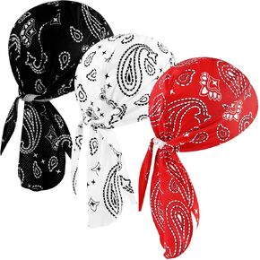 DOCILA Do Rag for Men Women Colorful Tie Dye Cycling Caps Cooling Helmet Liner Head Wrap Motorcycle Skull Hats Orange Blue Welding Beanie 3 Pcs
