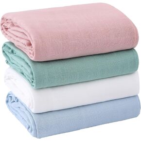 Muslin Swaddle Blankets: 4-Pack Baby Wraps for Boys and Girls - Breathable, Skin-Friendly Receiving Blankets, Essential for Baby Registry and Gifting, 47 x 47 inches. (SnugNest-4P)