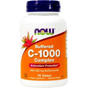 NOW C-1000 Antioxidant Protection Buffered C 1000mg, 90 Tablets (Pack of 2)