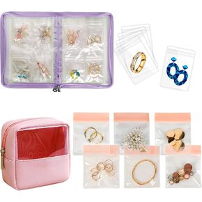 Travel Jewelry Organizer Case with Small Clear Jewelry Pouch Transparent Jewelry Storage Book for Necklace Bracelet Ring Holder