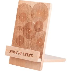 Now Playing Vinyl Record Stand: Classic Wood Now Playing Record Holder Stand - Vinyl Now Playing Sign to hold your Albums - Vinyl Accessories for LP enthusiasts - Now Spinning Vinyl Record Stand