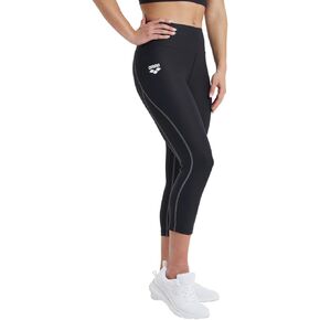 ARENA Women's Panel 3/4 Calf-Length Tights Sporty High Waist Capri Leggings Waistband Back Pocket Soft Quick Dry Material