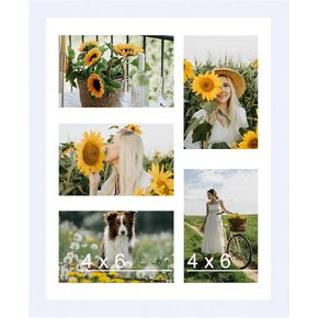 11x14 Picture Frame, 4x6 Collage Picture Frame, Display 5 Pcs 4x6 Photos or 11x14 Picture, Five Opening 4x6 Collage Frame for Wall Hanging, Lightweight 4 x 6 Multi Picture Frame, Black