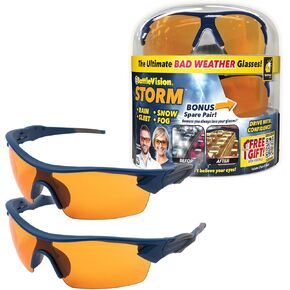 زجاج BattleVision Storm لتقليل الوهج من BulbHead، مناسب لجميع الظروف الجوية ليلاً/نهارًا، يعمل على تحسين الضوء وحجب الأشعة الزرقاء، زوجان
