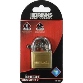 BRINKS - 40mm Solid Brass Keyed Padlock with 7/8" Shackle Clearance - Chrome Plated With Hardened Steel Shackle