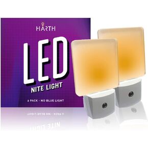 Night Light, Plug into Wall Nightlight Led Bathroom, Hallway, Bedroom No Blue, Amber Automatic Dusk to Dawn Sensor Plugin Night Lighting. 2 Pack