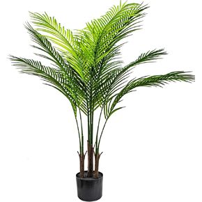 Artificial Areca Palm Tree 4 FT Tall Fake Tropical Palm Plant with 10 Trunks Faux Tree for Modern Home décor Office Living Indoor（Contain Plastic Planter Pot） in Saudi Arabia