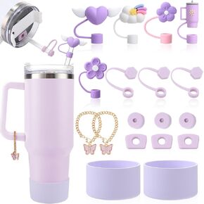 18 قطعة من إكسسوارات الكوب الأرجواني للكوب الستاني، بما في ذلك 9 قطع من سدادة السيليكون للكوب الستاني، و5 قطع من غطاء غطاء القش للكوب الستاني، وقطعتين من السحر وواقي سفلي للكوب الستاني 30 و40 أونصة in Kuwait