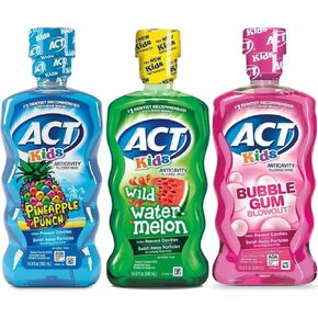 Aact Kids Anticavity Mouthwash Variety Pack, Watermelon, Pineapple, Bubble Gum (50.70 FL Oz (Pack of 3))
