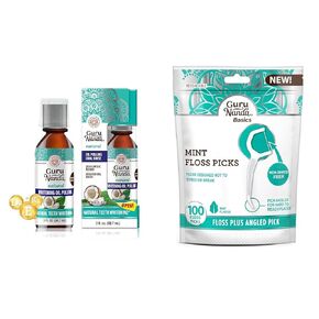 GuruNanda Coconut Oil Pulling with 7 Essential Oils and Vitamin D3, E, K2 (Mickey D), Helps with Fresh Breath, Teeth & Gum Health- Travel Size - 3 oz