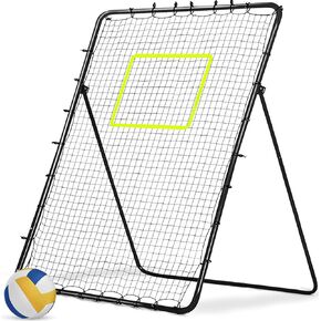 Volleyball Rebounder Net 5x7ft Volleyball Bounce Back Net, 5 Adjustable Rebound Angles with Neon Target and Adjustable Bungee Cords for Volleyball Training