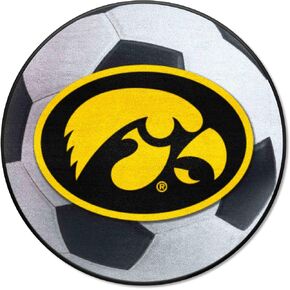 FANMATS 3891 Iowa Hawkeyes Basketball Shaped Rug - 27in. Diameter, Basketball Design, Sports Fan Accent Rug