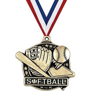 Softball Medals, 2" Gold Softball Medal Award with Free Custom Engraving Prime