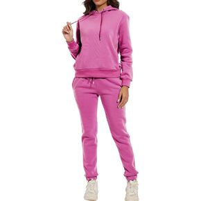 Womens 2 Piece Outfits 2024 Long Sleeve Sweatsuit Fall Winter Pullover Hoodies Jogger Matching Tracksuit Lounge Set
