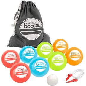 GoSports Soft Bocce Set Includes 8 Weighted Balls, Pallino and Case, Play Indoors or Outdoors