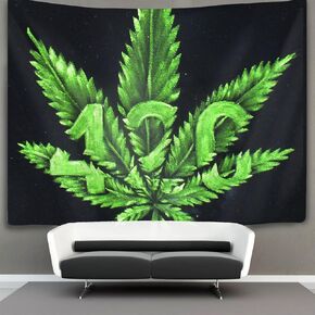 NiYoung Green Leaf Weedleaf Pot Leaf Wall Tapestry Hippie Art Tapestry Wall Hanging Home Decor Extra Large tablecloths 50x60 inches for Bedroom Living Room Dorm Room
