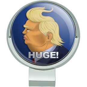 GRAPHICS & MORE Huge! Donald Trump Caricature with Wind Blowing Hair Funny Golf Hat Clip with Magnetic Ball Marker