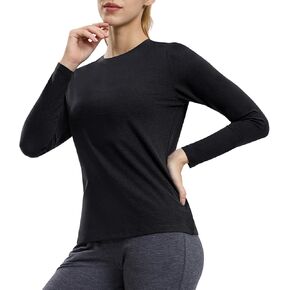 MIER Soft Long Sleeve T Shirts for Women Dry Fit Basic Crew Neck Active Tee Tops for Workout Athletic Running Gym Yoga