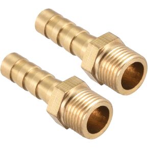 YOKIVE 2 Pcs Barb Hose Fitting, Brass Barbed Air Hose Barb Fitting Connector Adapter, Great for Transporting Water Fuel, (Gold, 6mm Barbed x G1/8 Male)