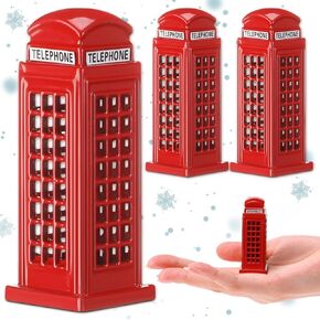 3 Pcs Christmas Village Accessory Retro Telephone Booth, Metal Christmas London Telephone Booth Desktop Decor for Bedroom Dormitory Home Miniature Christmas Rural Street Decoration