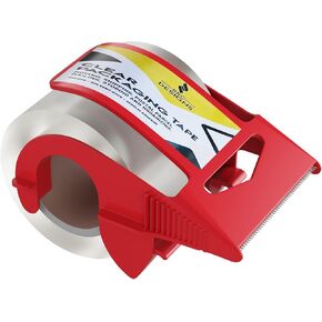 Packing Tape with Dispenser Heavy Duty Shipping Refill Clear Packaging Gun Strong Mailing Moving Supplies Boxes Sticky Thick Sealing Office Small Business 1.88" Wide x 23 Yards x 1.5" Inch Core 1 Roll