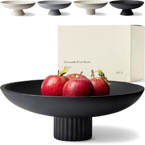 KIVY Concrete Fruit Bowl for Kitchen Counter - Large Decorative Bowl for Home Decor - Modern Key Bowl for Entryway Table - Pedestal Bowl - Decorative Bowls for Home Decor - White Fruit Bowl Decor