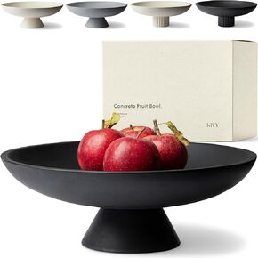 KIVY Concrete Fruit Bowl for Kitchen Counter - Large Decorative Bowl for Home Decor - Modern Key Bowl for Entryway Table - Pedestal Bowl - Decorative Bowls for Home Decor - White Fruit Bowl Decor