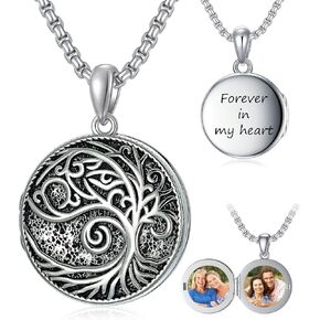 Swordgod Rose Locket Necklace,925 Sterling Silver Rose Flower That Holds Pictures Locket Necklace Gift for Father Women Wife, Sterling Silver, No Gemstone