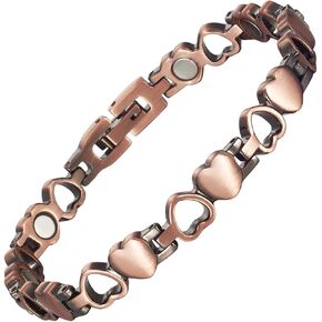 Wollet Copper Bracelets for Women, Copper Magnetic Bracelet, Pure Copper Adjustable Jewelry (COB-0086-US5)