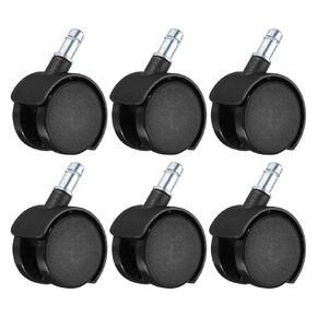 6 Pack Swivel Casters - 360 Degree Threaded Stem Caster Wear-Resistant Cart Trolley Wheels with Brake, Apply to Furniture Workbench (1.5 Inch, Black)